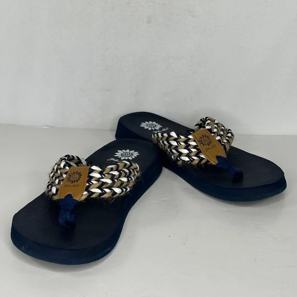 Yellow Box‎ Fida Flip Flops Navy Wide Strap Sandals Boho Sz 10 - Picture 2 of 9